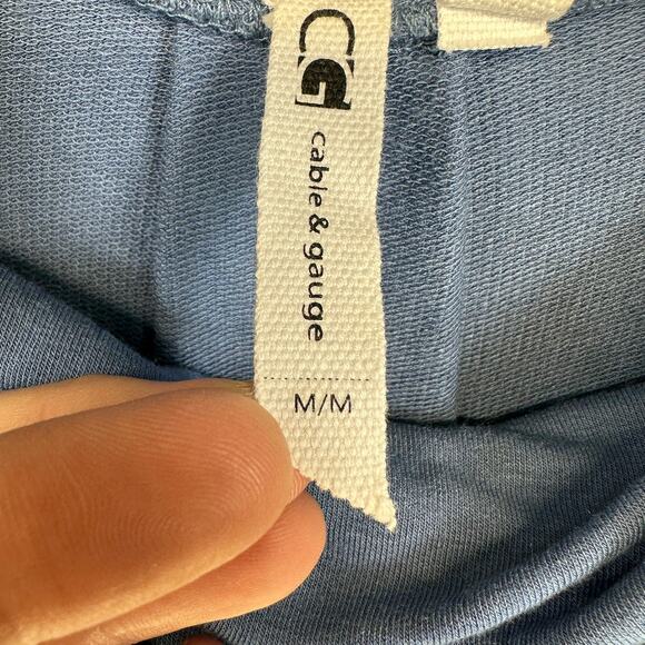 Cable & Gauge Sweater Medium Blue Viscose Blend Cowl Neck Long Sleeve Pullover - Picture 7 of 16